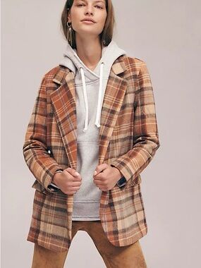 Free People Plaid Peacoat